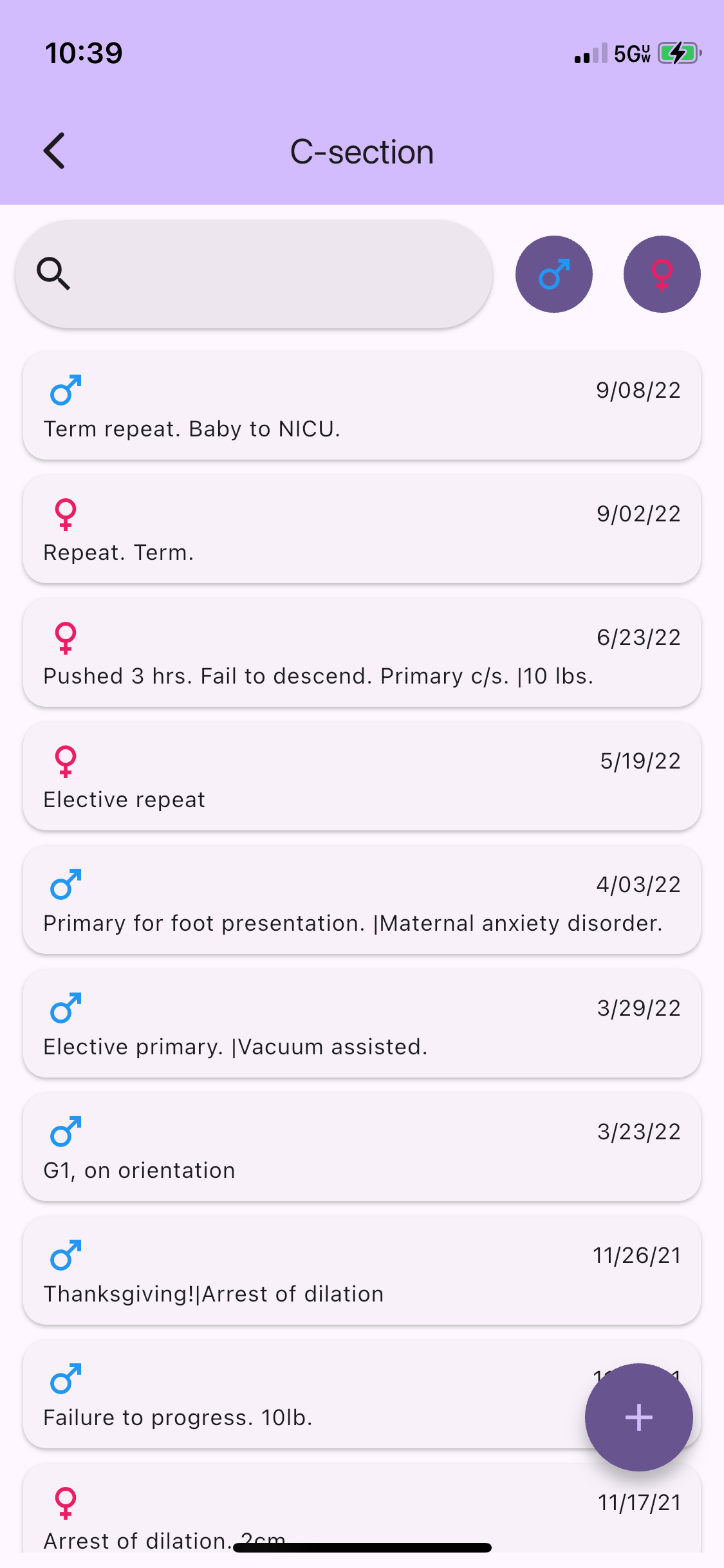 Birth Log screenshot 2